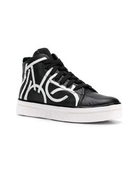 schwarze und weiße hohe Sneakers aus Leder von Calvin Klein 205W39nyc