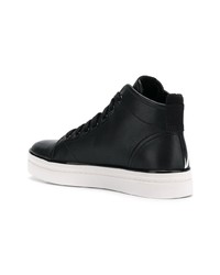 schwarze und weiße hohe Sneakers aus Leder von Calvin Klein 205W39nyc