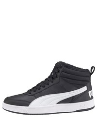 schwarze und weiße hohe Sneakers aus Leder von Puma