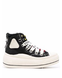 schwarze und weiße hohe Sneakers aus Leder von R13