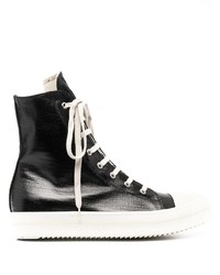schwarze und weiße hohe Sneakers aus Leder von Rick Owens DRKSHDW