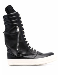 schwarze und weiße hohe Sneakers aus Leder von Rick Owens DRKSHDW