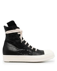 schwarze und weiße hohe Sneakers aus Leder von Rick Owens DRKSHDW