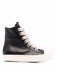 schwarze und weiße hohe Sneakers aus Leder von Rick Owens