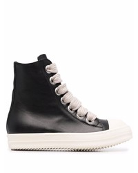 schwarze und weiße hohe Sneakers aus Leder von Rick Owens