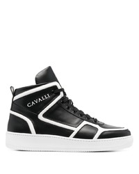 schwarze und weiße hohe Sneakers aus Leder von Roberto Cavalli