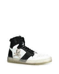 schwarze und weiße hohe Sneakers aus Leder von Philipp Plein