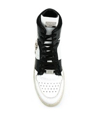 schwarze und weiße hohe Sneakers aus Leder von Philipp Plein