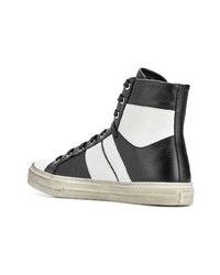 schwarze und weiße hohe Sneakers aus Leder von Amiri