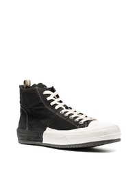 schwarze und weiße hohe Sneakers aus Leder von Officine Creative