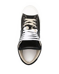 schwarze und weiße hohe Sneakers aus Leder von Maison Margiela