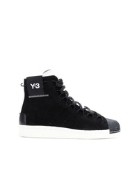 schwarze und weiße hohe Sneakers aus Leder von Y-3