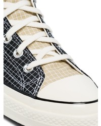 schwarze und weiße hohe Sneakers aus Segeltuch mit Karomuster von Converse
