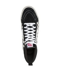 schwarze und weiße hohe Sneakers aus Segeltuch mit Karomuster von Vans
