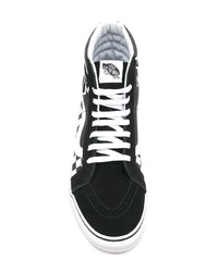 schwarze und weiße hohe Sneakers aus Segeltuch mit Karomuster von Vans