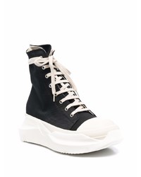 schwarze und weiße hohe Sneakers aus Segeltuch von Rick Owens DRKSHDW