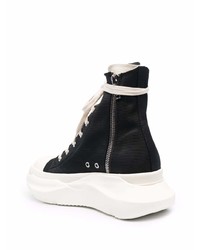 schwarze und weiße hohe Sneakers aus Segeltuch von Rick Owens DRKSHDW