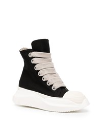 schwarze und weiße hohe Sneakers aus Segeltuch von Rick Owens DRKSHDW