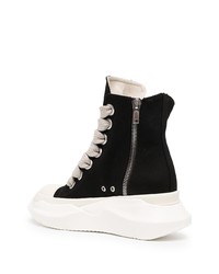 schwarze und weiße hohe Sneakers aus Segeltuch von Rick Owens DRKSHDW