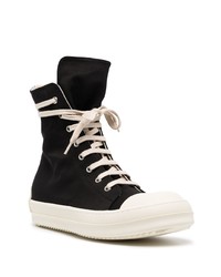 schwarze und weiße hohe Sneakers aus Segeltuch von Rick Owens DRKSHDW