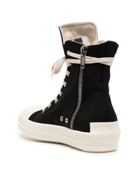 schwarze und weiße hohe Sneakers aus Segeltuch von Rick Owens DRKSHDW