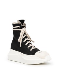 schwarze und weiße hohe Sneakers aus Segeltuch von Rick Owens DRKSHDW