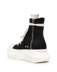 schwarze und weiße hohe Sneakers aus Segeltuch von Rick Owens DRKSHDW