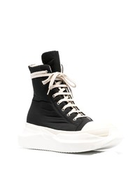 schwarze und weiße hohe Sneakers aus Segeltuch von Rick Owens DRKSHDW