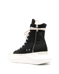 schwarze und weiße hohe Sneakers aus Segeltuch von Rick Owens DRKSHDW