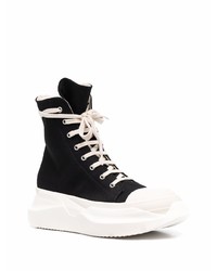 schwarze und weiße hohe Sneakers aus Segeltuch von Rick Owens DRKSHDW