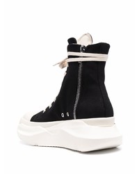 schwarze und weiße hohe Sneakers aus Segeltuch von Rick Owens DRKSHDW