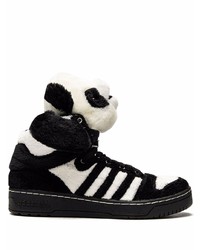 schwarze und weiße hohe Sneakers aus Segeltuch von adidas