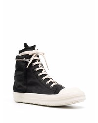 schwarze und weiße hohe Sneakers aus Segeltuch von Rick Owens DRKSHDW