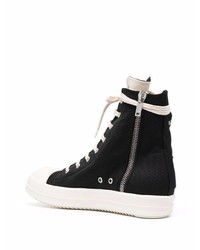 schwarze und weiße hohe Sneakers aus Segeltuch von Rick Owens DRKSHDW