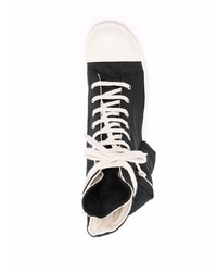 schwarze und weiße hohe Sneakers aus Segeltuch von Rick Owens DRKSHDW