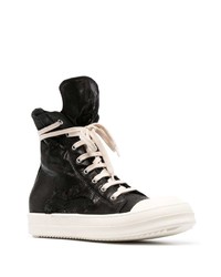 schwarze und weiße hohe Sneakers aus Segeltuch von Rick Owens DRKSHDW