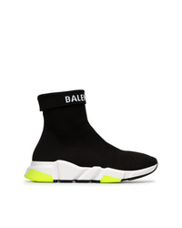 schwarze und weiße hohe Sneakers aus Segeltuch von Balenciaga