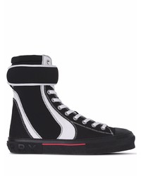 schwarze und weiße hohe Sneakers aus Segeltuch von Burberry
