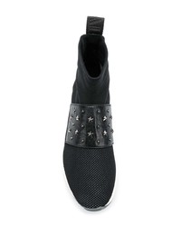 schwarze und weiße hohe Sneakers aus Segeltuch von Balmain