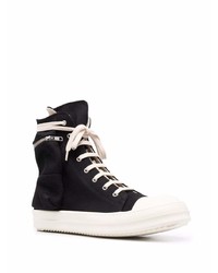 schwarze und weiße hohe Sneakers aus Segeltuch von Rick Owens DRKSHDW