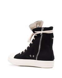 schwarze und weiße hohe Sneakers aus Segeltuch von Rick Owens DRKSHDW