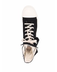 schwarze und weiße hohe Sneakers aus Segeltuch von Rick Owens DRKSHDW