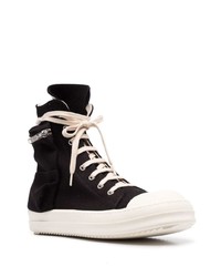 schwarze und weiße hohe Sneakers aus Segeltuch von Rick Owens DRKSHDW