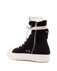 schwarze und weiße hohe Sneakers aus Segeltuch von Rick Owens DRKSHDW