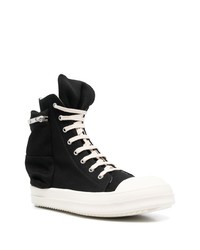 schwarze und weiße hohe Sneakers aus Segeltuch von Rick Owens DRKSHDW