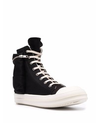 schwarze und weiße hohe Sneakers aus Segeltuch von Rick Owens DRKSHDW