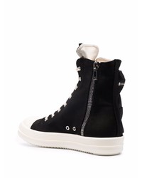 schwarze und weiße hohe Sneakers aus Segeltuch von Rick Owens DRKSHDW