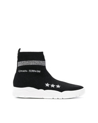 schwarze und weiße hohe Sneakers aus Segeltuch von Chiara Ferragni