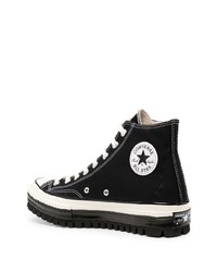 schwarze und weiße hohe Sneakers aus Segeltuch von Converse