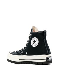 schwarze und weiße hohe Sneakers aus Segeltuch von Converse